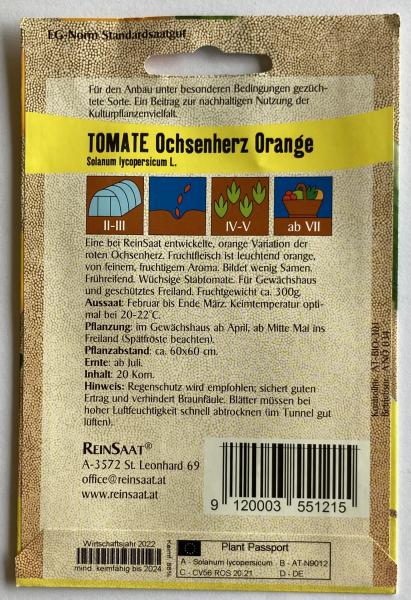 Tomate Ochsenherz Orange - ReinSaat Saatgut - Demeter aus biologischem Anbau